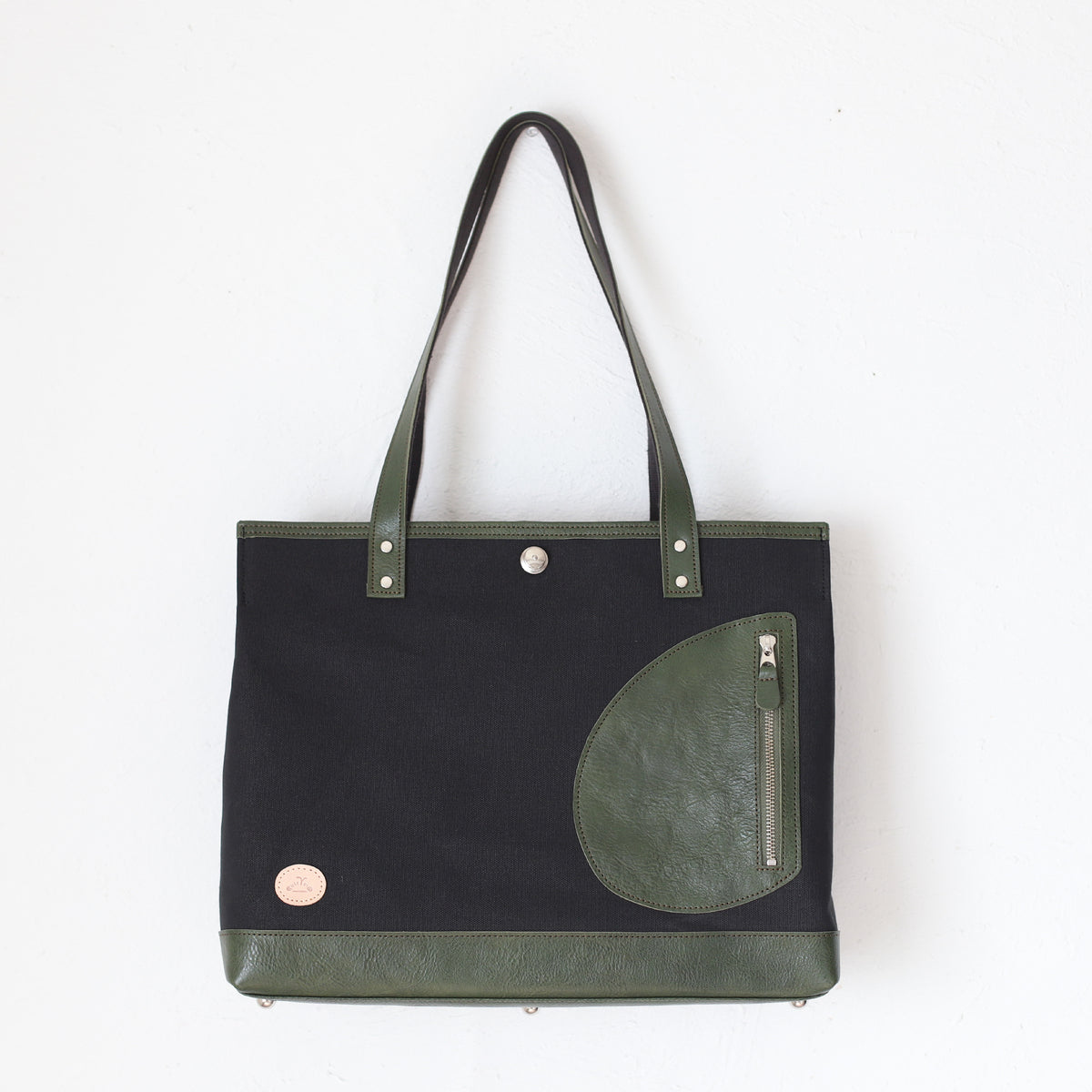 トートバッグ DUOトートver2 | 帆布 牛革 グリーン×ブラック