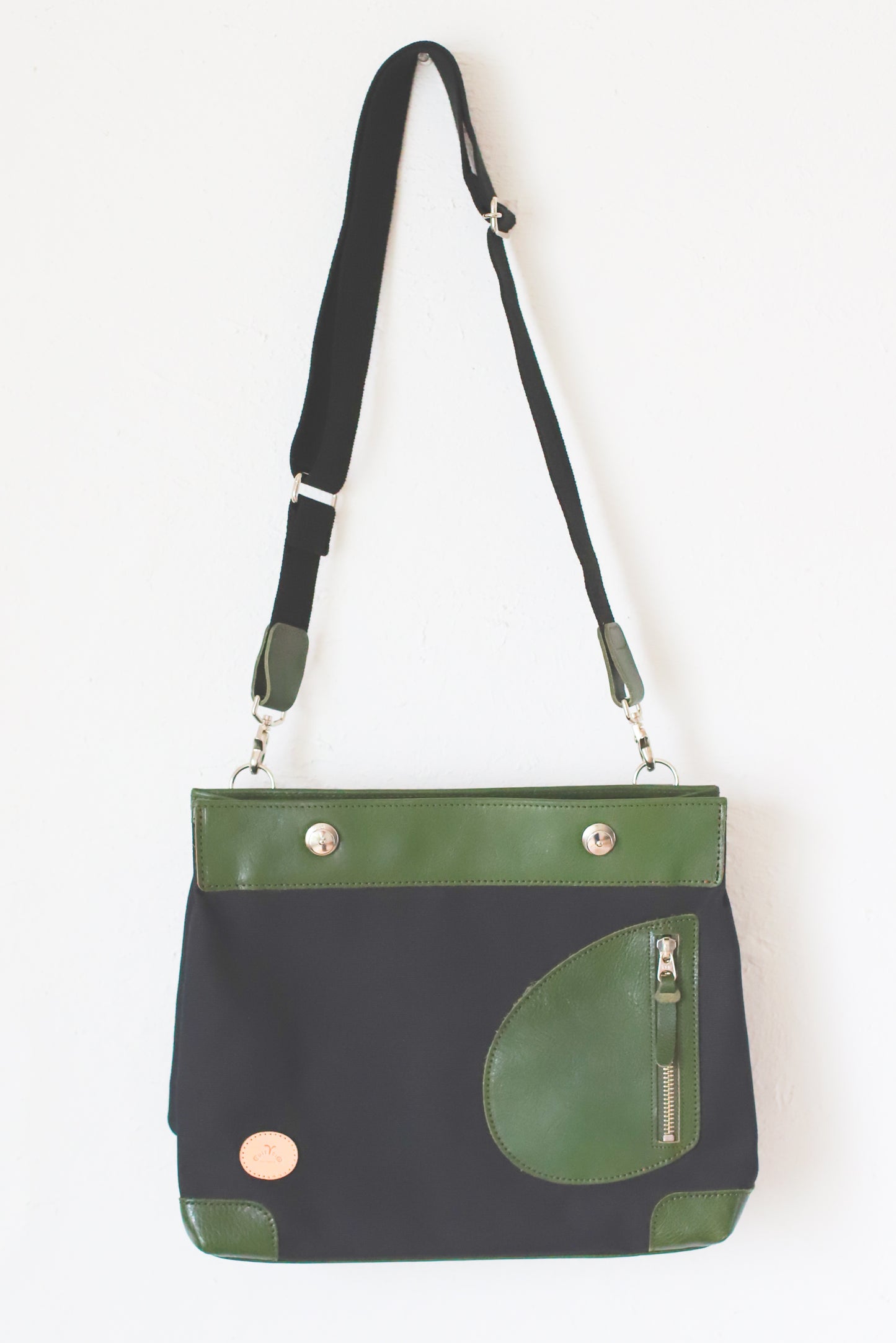 ポストマンバッグ「リトルポストマン」グリーン×ブラック