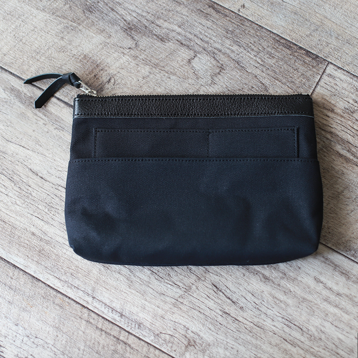 DUO ポーチ サコッシュ|3WAY|小物入れ|帆布|本革バッグインバッグ ブラック