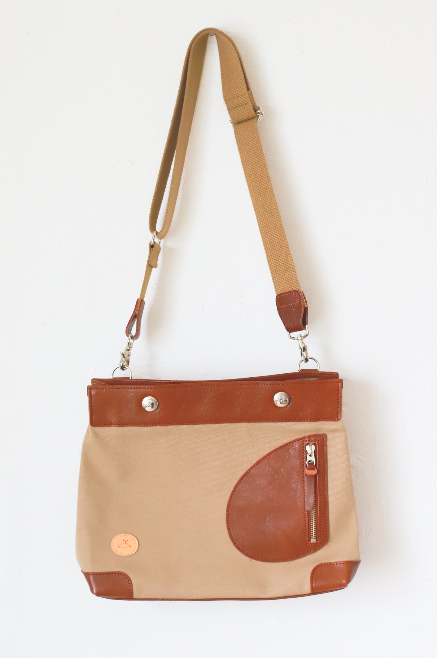 ポストマンバッグ「リトルポストマン」ブラウン×グレージュ