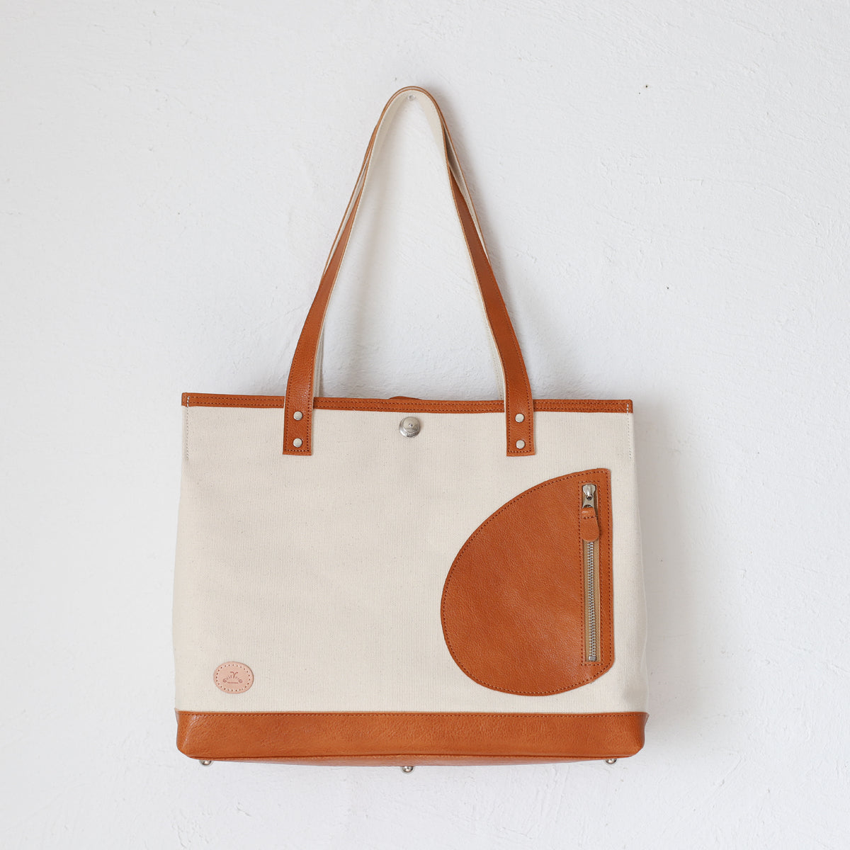 トートバッグ DUOトートver2 ｜ 帆布 牛革 キャメル×オフホワイト