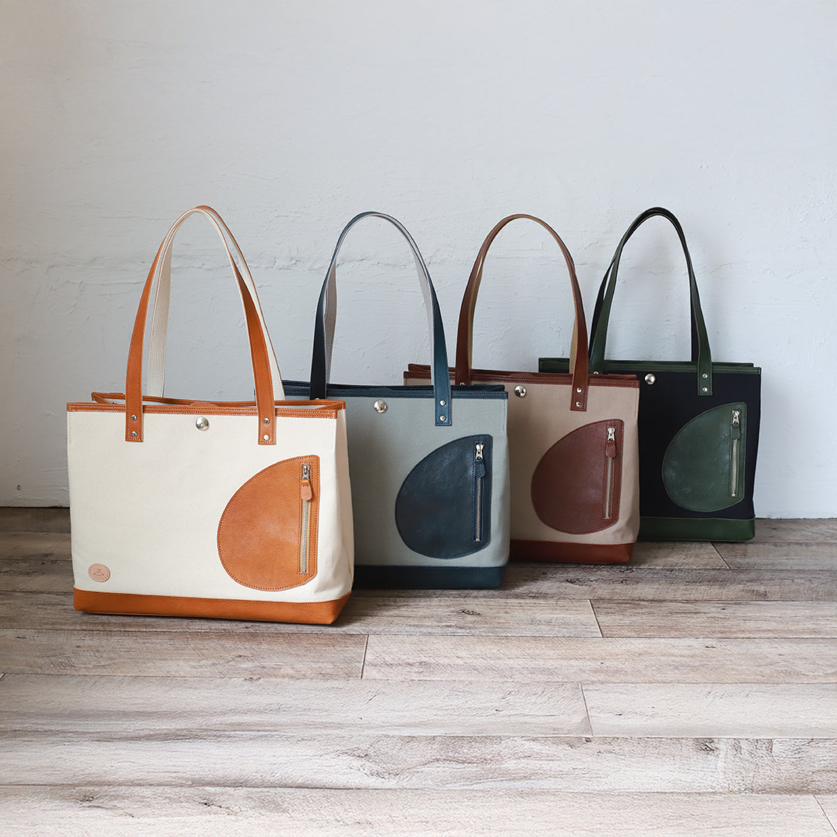 トートバッグ DUOトートver2 ｜ 帆布 牛革 収納カスタマイズ 全色