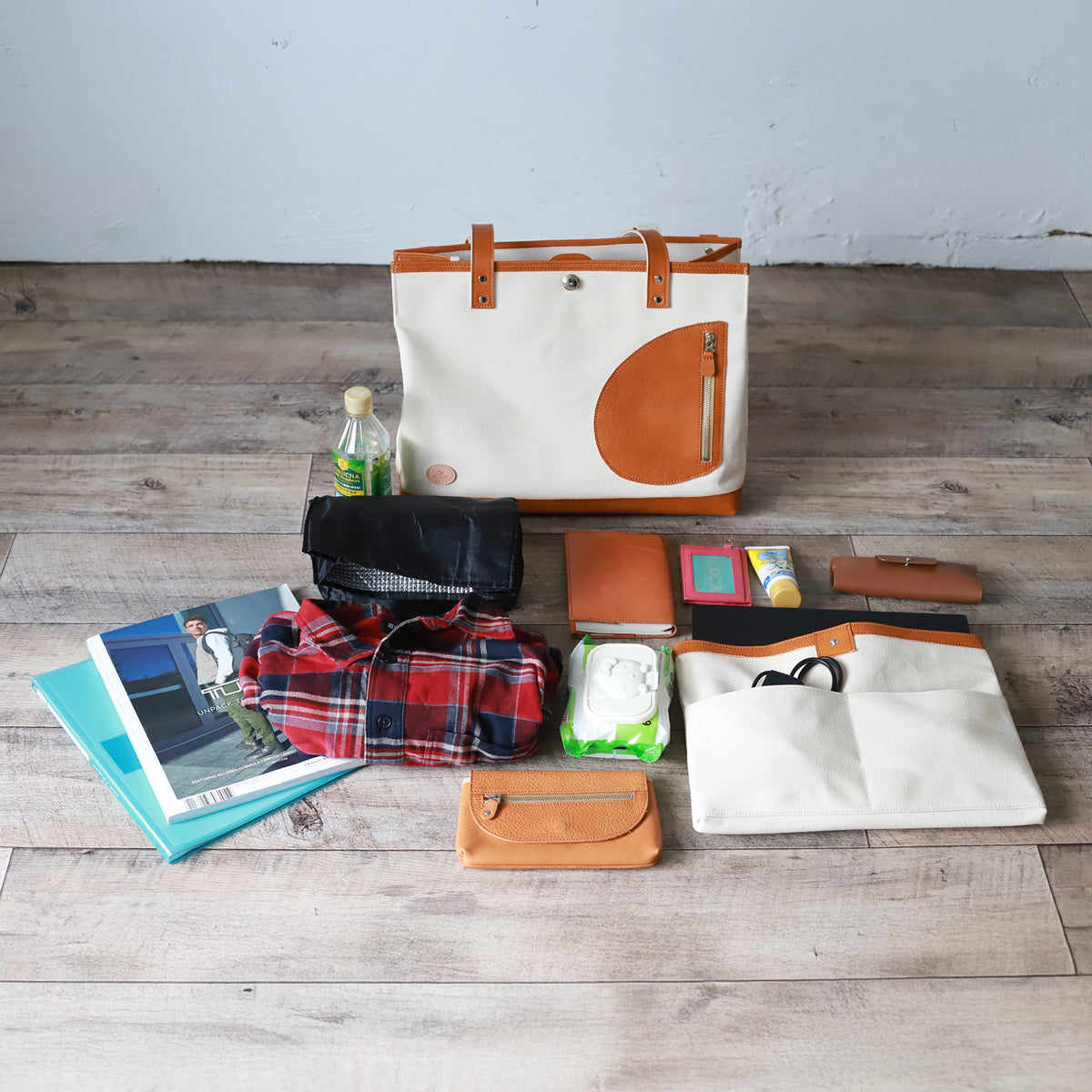 トートバッグ DUOトートver2 ｜ 帆布 牛革 大容量