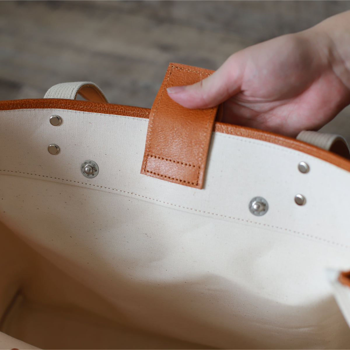 トートバッグ DUOトートver2 ｜ 帆布 牛革 内装 ホック