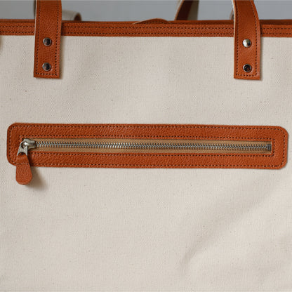 トートバッグ DUOトートver2 ｜ 帆布 牛革 背面ポケット