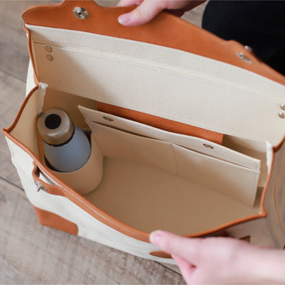 トートバッグ DUOトートver2 ｜ 帆布 牛革 オプション取付 ボトル内装