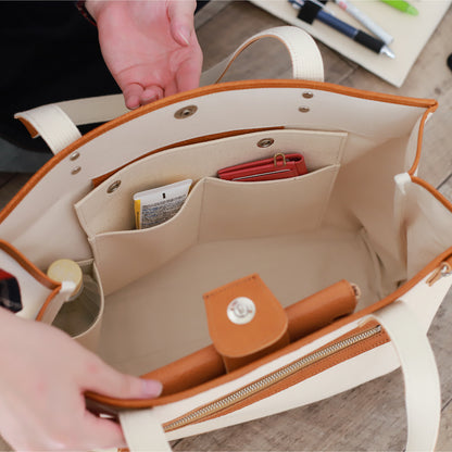 トートバッグ DUOトートver2 ｜ 帆布 牛革 収納カスタマイズ ボトル内装×ウォレット