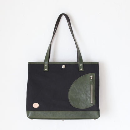 トートバッグ DUOトートver2 ｜ 帆布 牛革 グリーン×ブラック