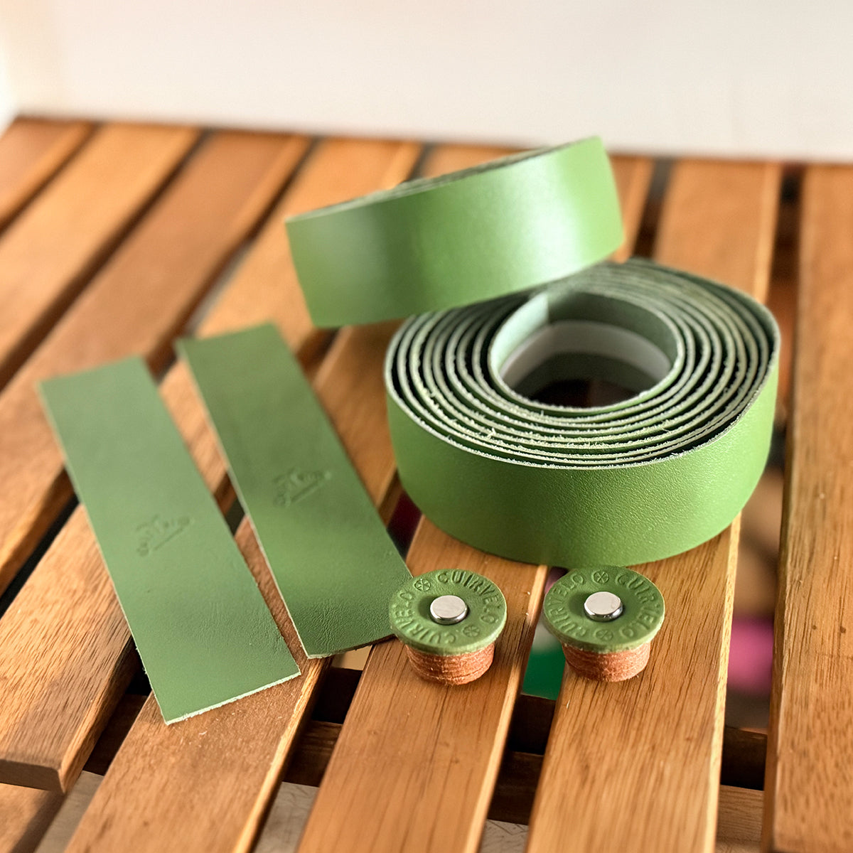 レザー　バーテープ　ロードバイク用　グリーン